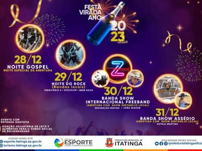 Cartaz da Festa Virada de Ano 2023 de Itatinga